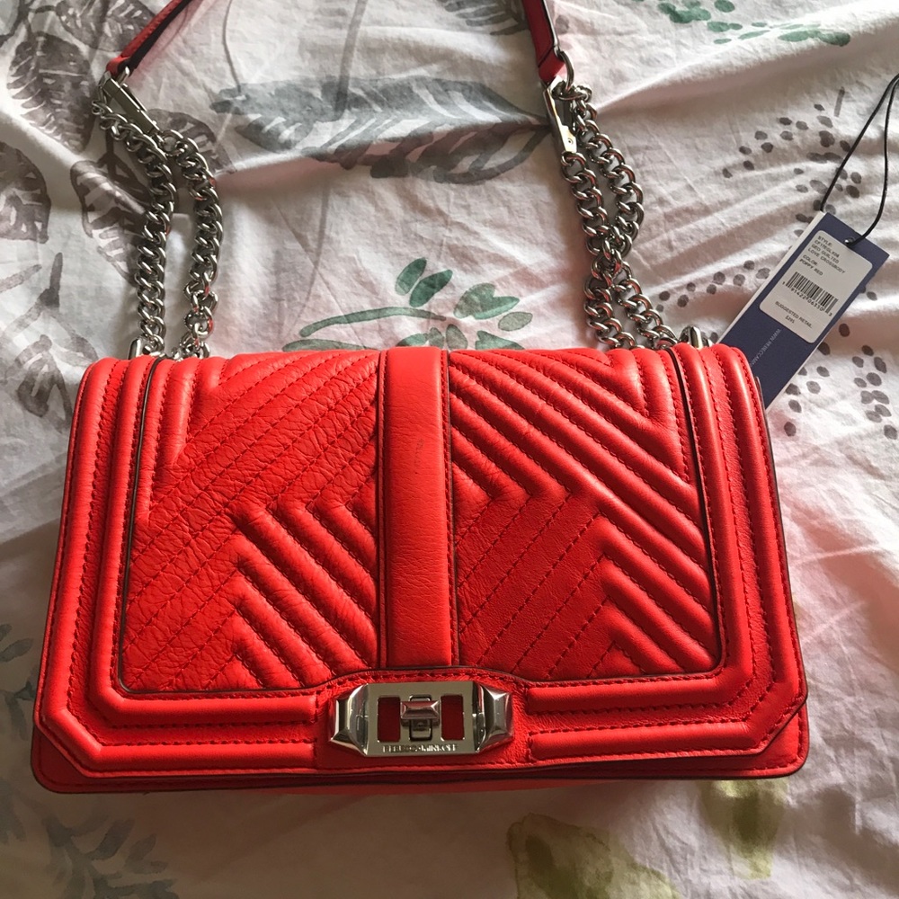 Rebecca Minkoff Geo Quilited Love Poppy Red - Picture 2 of 4